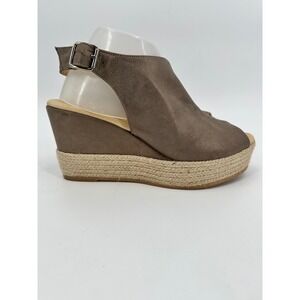 Cordani Metallic Taupe Espadrille Wedge Sandal Open Toe Ankle Strap Size41 US9.5